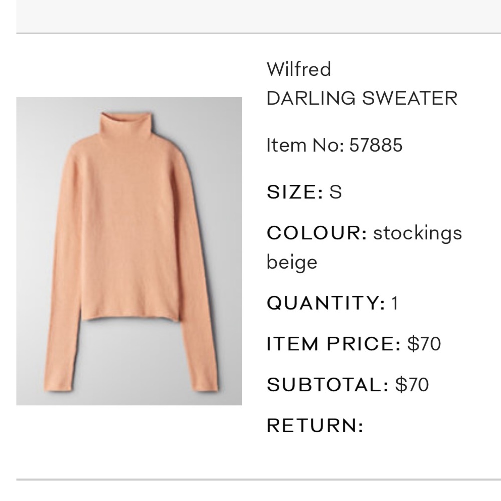 NWT Aritzia Wilfred Darling Sweater Small Beige